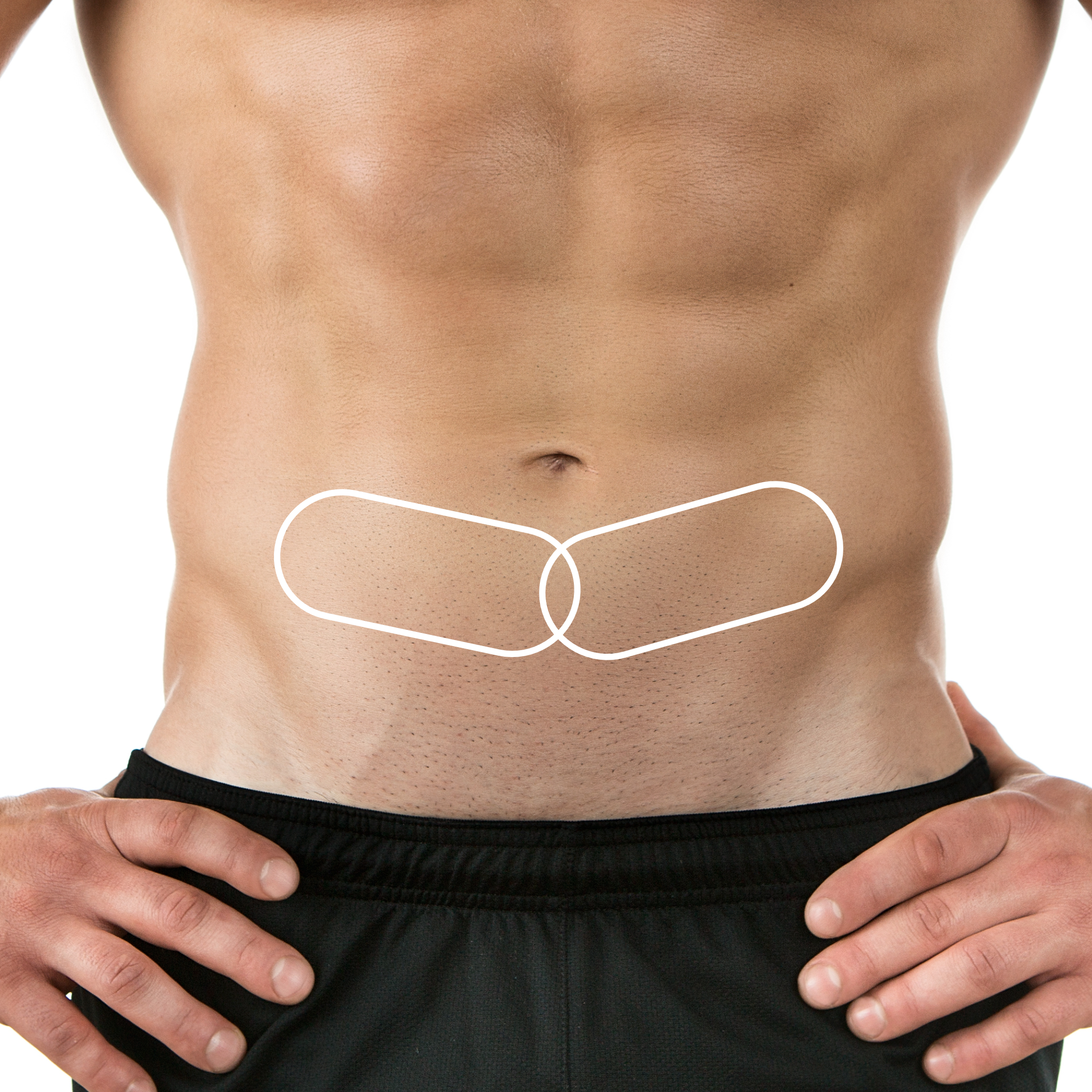 Illustration highlighting the lower abdomen treatment area