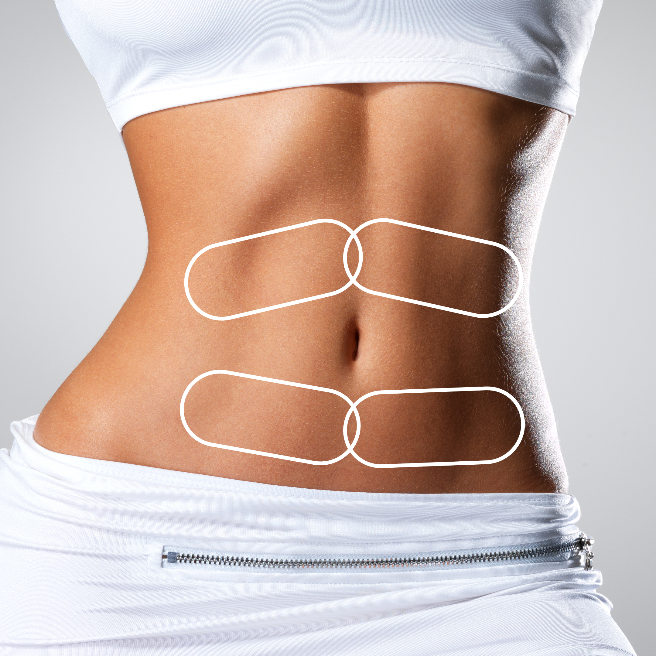 Illustration highlighting multiple abdominal treatment areas